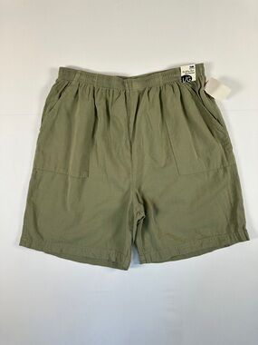 Northern Reflections Cotton Pull On Shorts Olive Green Elastic Waist Size L NWT